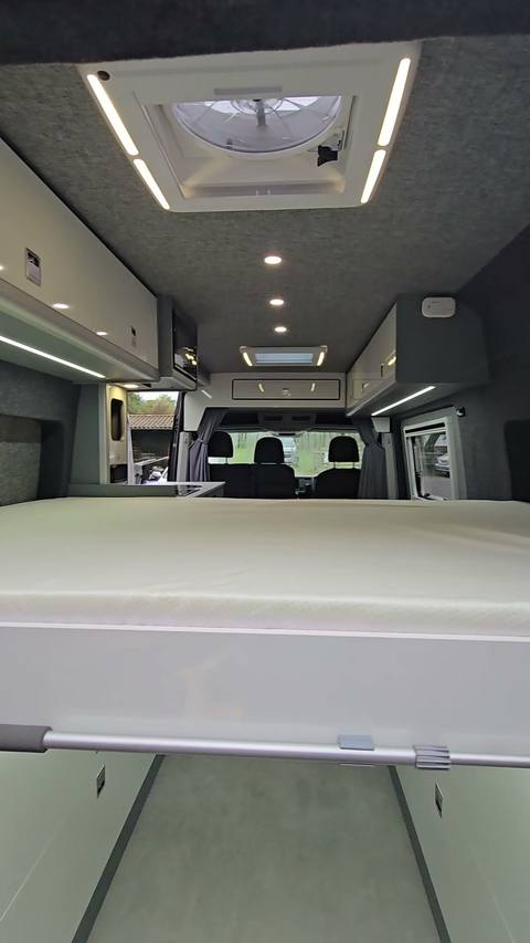 bed skylight cab sunlit