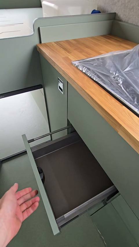 drawer open worktop hand